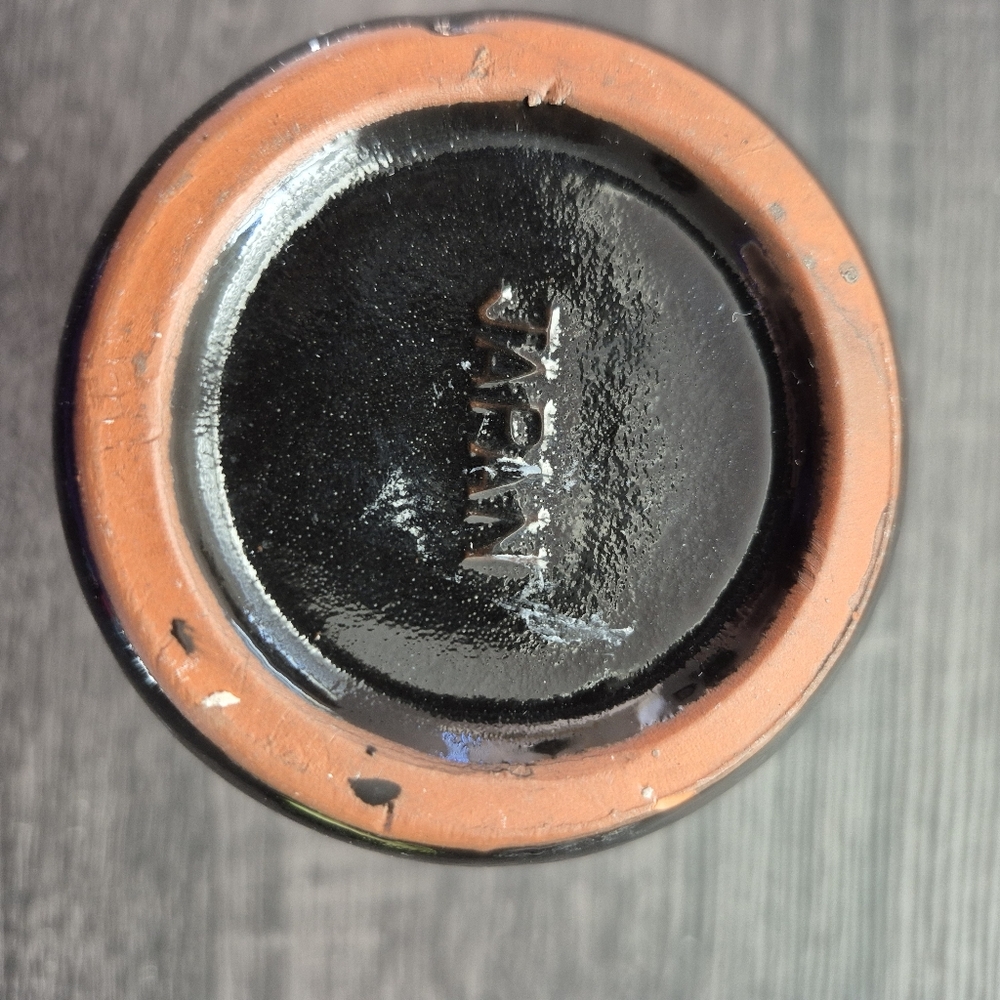 Japanese Black Vase with Floral and Bird Design - Picture 4 of 7